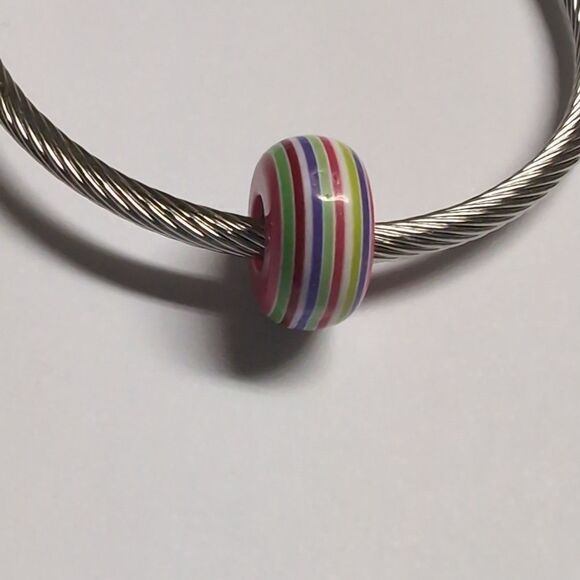 Rainbow Striped Charm for Pandora Style Bracelet‎ - Picture 2 of 5